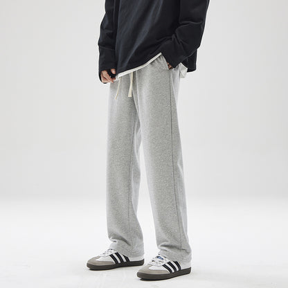Graue Herren Sweatpants mit Drapierung – Bequeme Jogginghose im Straight-Fit Look, Streetstyle Fitness Hose
