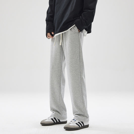 Graue Herren Sweatpants mit Drapierung – Bequeme Jogginghose im Straight-Fit Look, Streetstyle Fitness Hose
