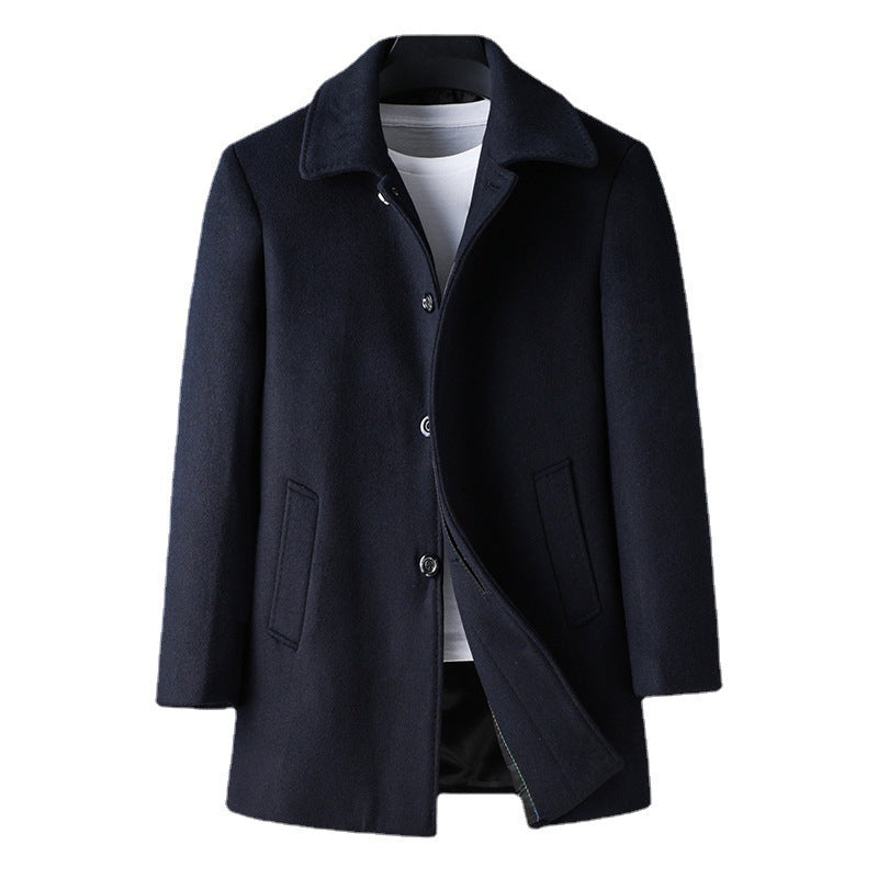 Herren Trenchcoat  Mid-Length Mantel mit Revers & Knopfleiste für Herbst & Frühling