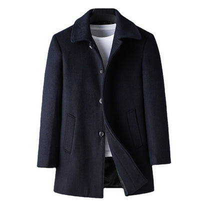 Herren Trenchcoat  Mid-Length Mantel mit Revers & Knopfleiste für Herbst & Frühling