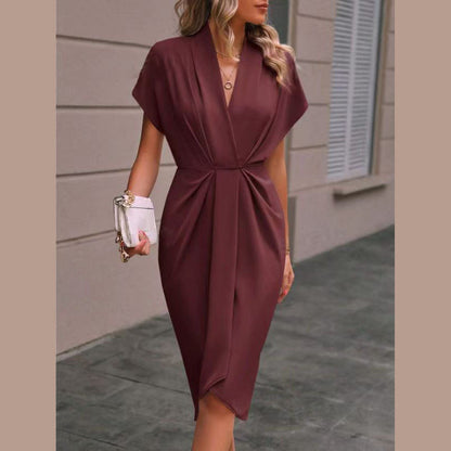 Sommerkleid mit V-Ausschnitt & Fledermausärmeln