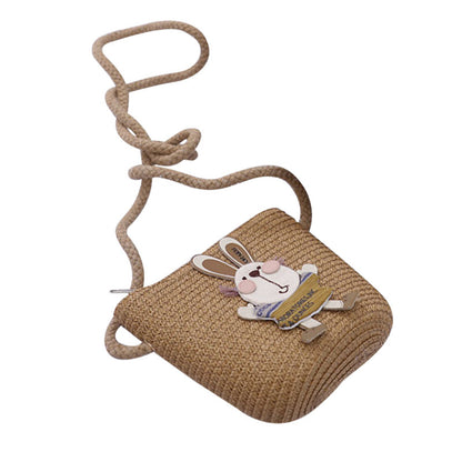 Sommer-Set für Kinder – Strohhut & Tasche mit süßer Hasen-Deko