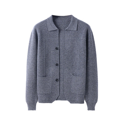 Herren Strickjacke mit Reverskragen – Eleganter Cardigan mit Taschen für Herbst & Winter