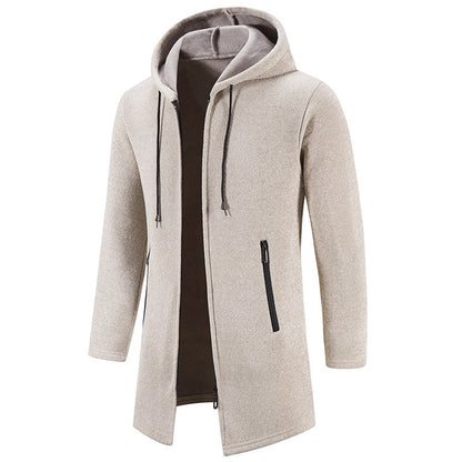 Herren Kapuzen-Cardigan mit Reißverschluss – Lässiger Strickpullover in Uni-Farben