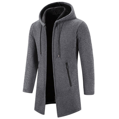 Herren Kapuzen-Cardigan mit Reißverschluss – Lässiger Strickpullover in Uni-Farben