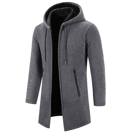 Herren Kapuzen-Cardigan mit Reißverschluss – Lässiger Strickpullover in Uni-Farben