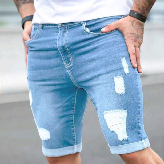 Herren Jeans-Shorts Sommer – Blau mit Destroyed-Look – Luftig, Stylisch & Bequem