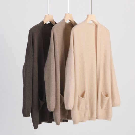 Strick-Cardigan Damen Langer Mantel im Strickdesign für Herbst & Winter