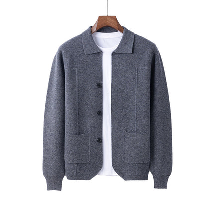 Herren Strickjacke mit Reverskragen – Eleganter Cardigan mit Taschen für Herbst & Winter