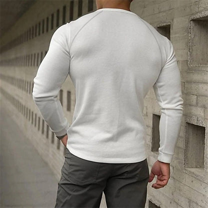 Herren Langarmshirt mit Henley-Kragen – Bequemes Basic Longsleeve aus Baumwolle – Ideal für Alltag & Freizeit
