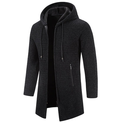 Herren Kapuzen-Cardigan mit Reißverschluss – Lässiger Strickpullover in Uni-Farben