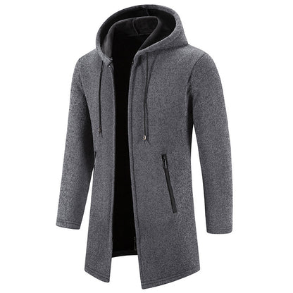 Herren Kapuzen-Cardigan mit Reißverschluss – Lässiger Strickpullover in Uni-Farben
