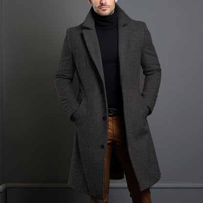 Herren Woll-Trenchcoat – Klassisch & Elegant – Mid-Length Mantel für Herbst & Winter