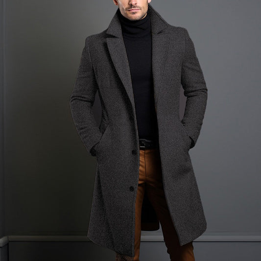 Herren Woll-Trenchcoat – Klassisch & Elegant – Mid-Length Mantel für Herbst & Winter