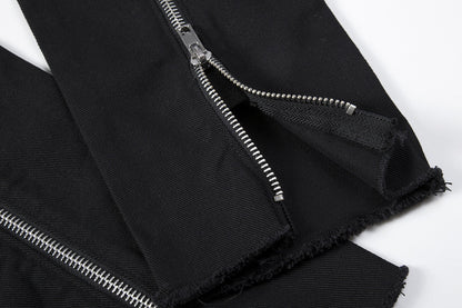 High Street Back-Zip Jeans – Schwarze Skinny-Jeans mit Reißverschluss-Detail