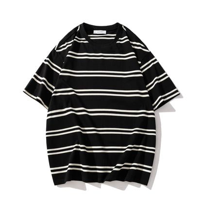Vintage Streifen T-Shirt für Herren – Lockerer Schnitt, Rundhals, Sommer Basic in Retro-Design