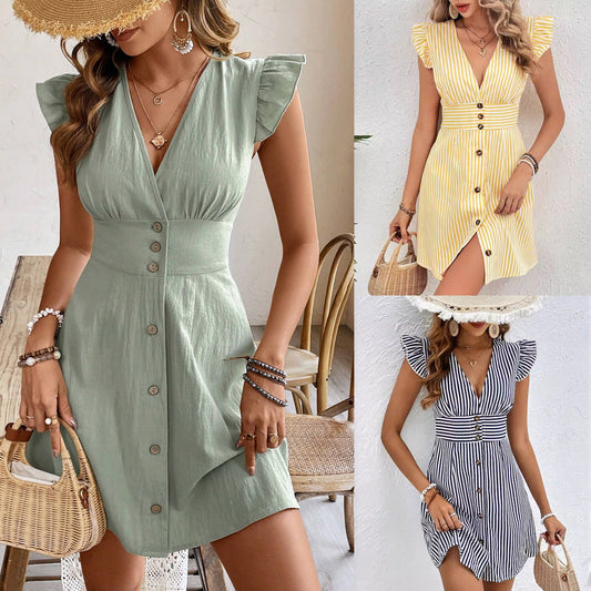 Sommerliches Hemdblusenkleid mit Streifen