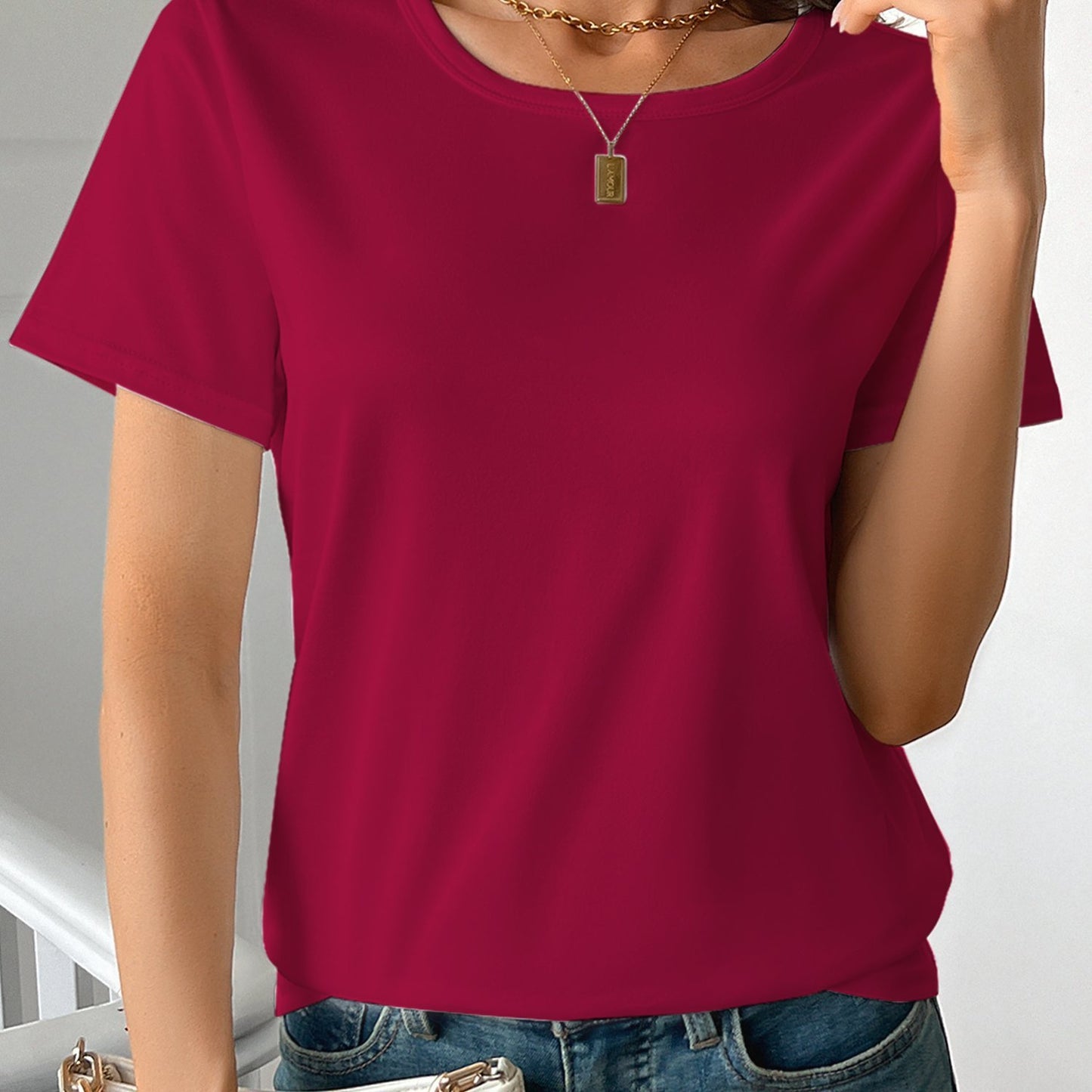 Damen Basic-T-Shirt aus reiner Baumwolle