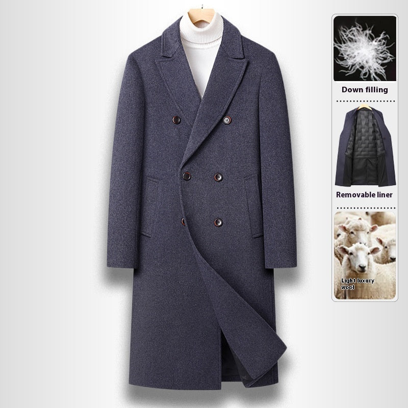 Herren Wollmantel Lang – Eleganter Doppelreiher für Herbst & Winter