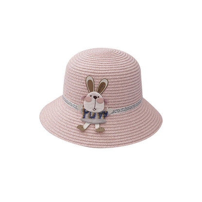 Sommer-Set für Kinder – Strohhut & Tasche mit süßer Hasen-Deko