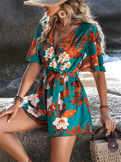 Sommerlicher Jumpsuit mit Rüschenärmeln – Leichter Einteiler für Urlaub & Strand