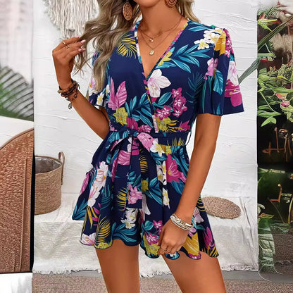Sommerlicher Jumpsuit mit Rüschenärmeln – Leichter Einteiler für Urlaub & Strand