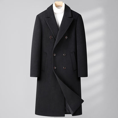 Herren Wollmantel Lang – Eleganter Doppelreiher für Herbst & Winter
