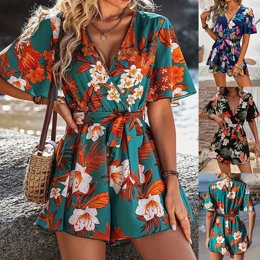 Sommerlicher Jumpsuit mit Rüschenärmeln – Leichter Einteiler für Urlaub & Strand