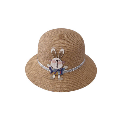 Sommer-Set für Kinder – Strohhut & Tasche mit süßer Hasen-Deko