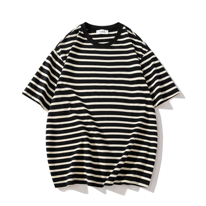 Vintage Streifen T-Shirt für Herren – Lockerer Schnitt, Rundhals, Sommer Basic in Retro-Design