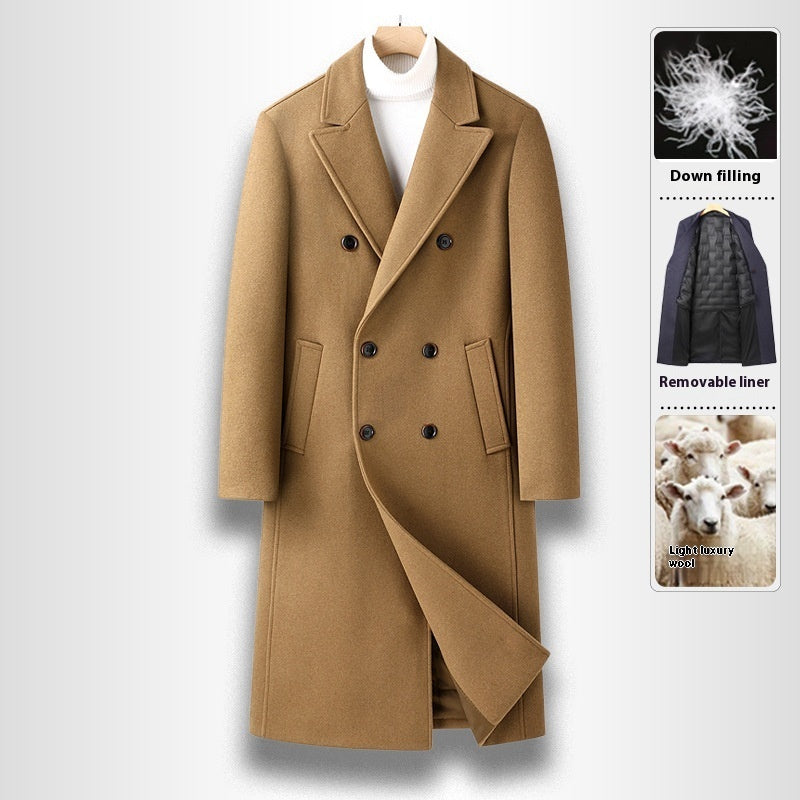 Herren Wollmantel Lang – Eleganter Doppelreiher für Herbst & Winter