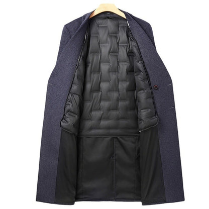Herren Wollmantel Lang – Eleganter Doppelreiher für Herbst & Winter