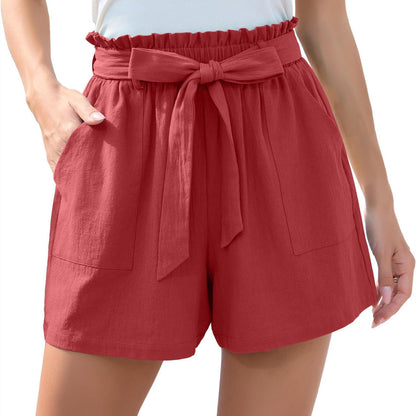 Sommer-Shorts mit Rüschenbund & Bindeschleife