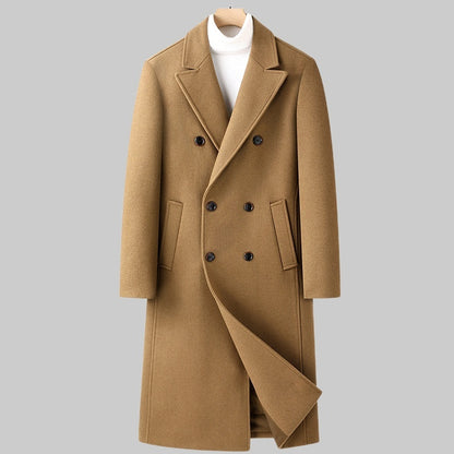 Herren Wollmantel Lang – Eleganter Doppelreiher für Herbst & Winter