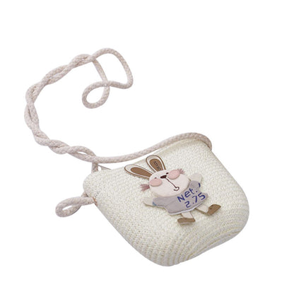 Sommer-Set für Kinder – Strohhut & Tasche mit süßer Hasen-Deko