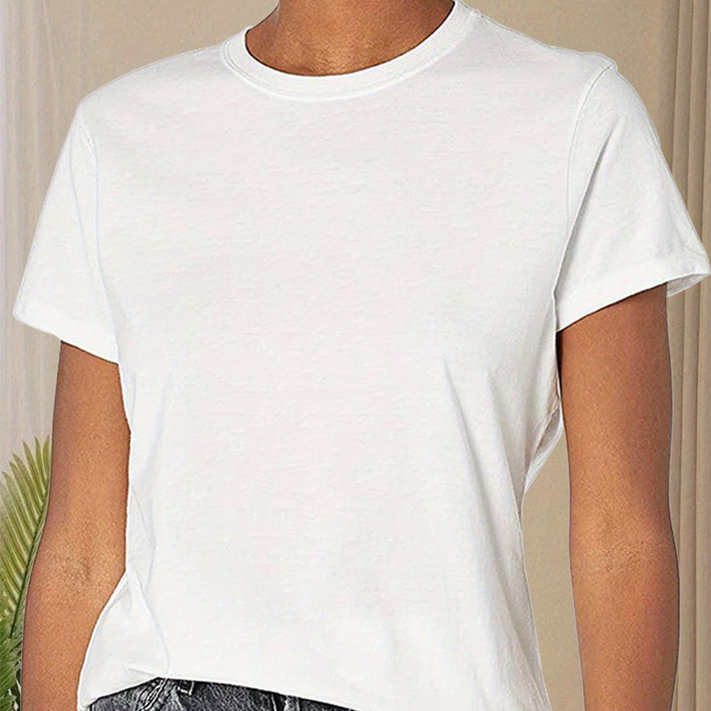 Damen Basic-T-Shirt aus reiner Baumwolle