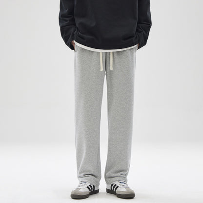 Graue Herren Sweatpants mit Drapierung – Bequeme Jogginghose im Straight-Fit Look, Streetstyle Fitness Hose