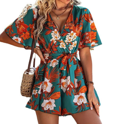 Sommerlicher Jumpsuit mit Rüschenärmeln – Leichter Einteiler für Urlaub & Strand